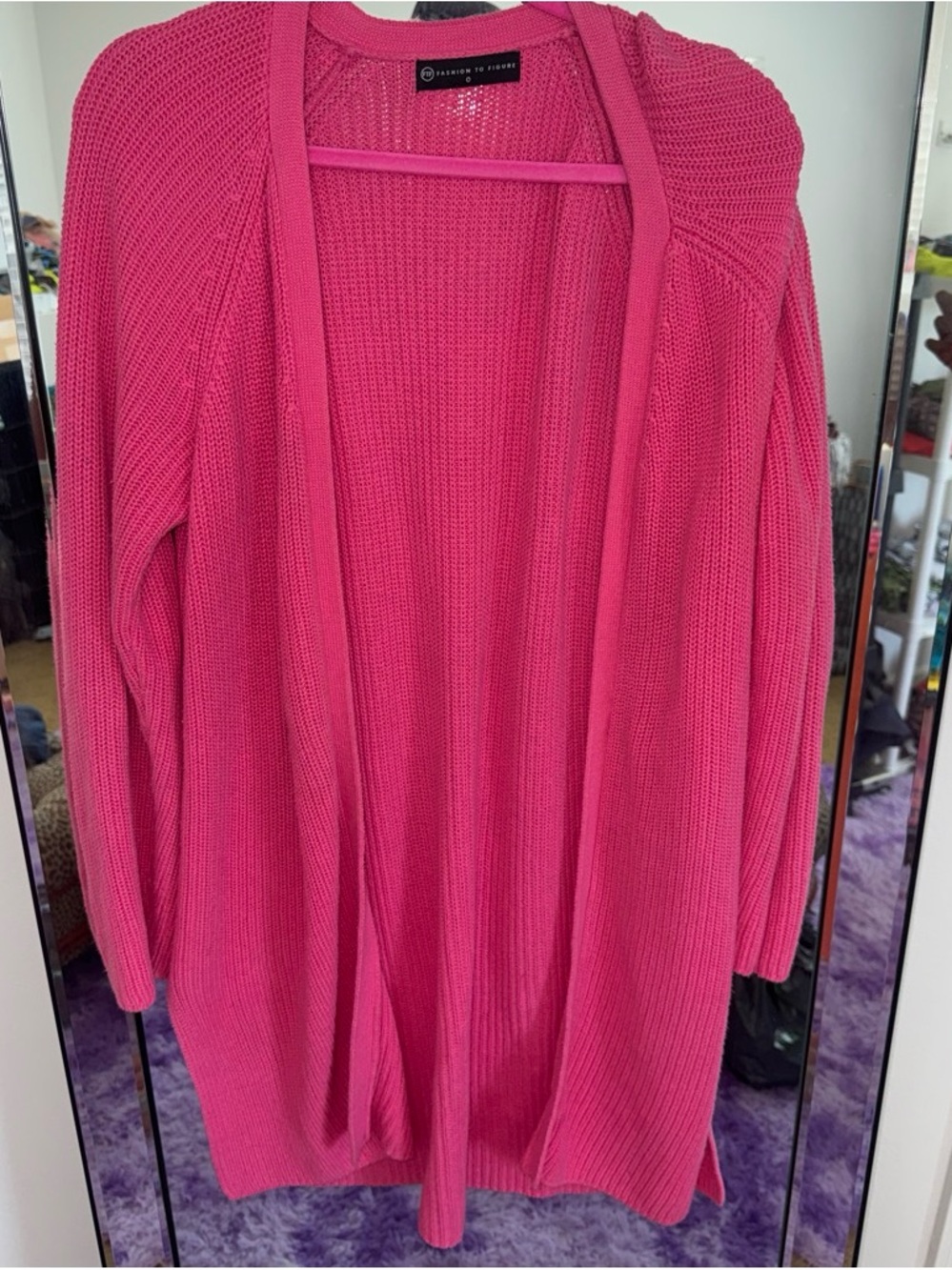 Fashion to Figure Bright Pink Open-Front Knit Cardigan